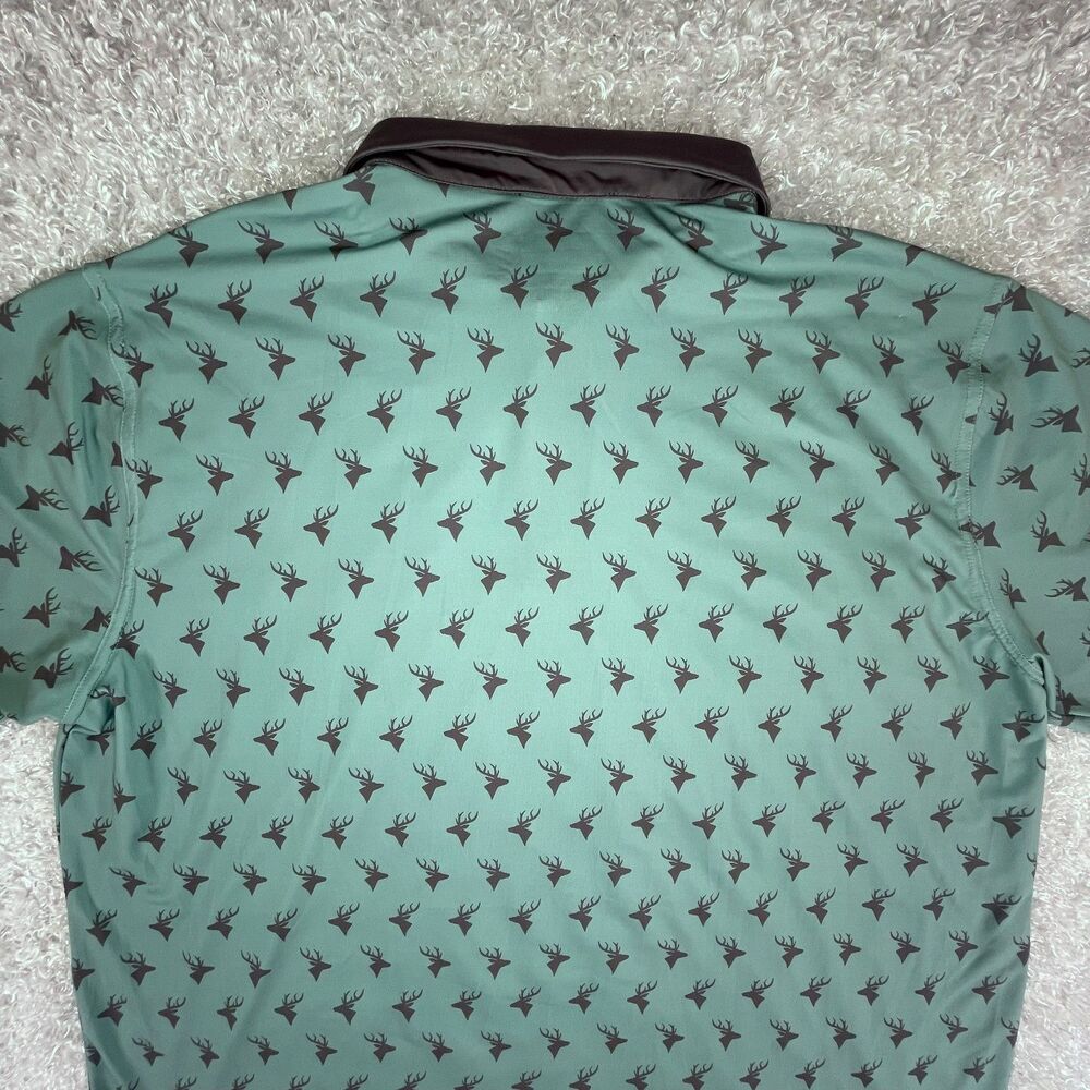 NWOT Waggle Golf Polo Men's 2XL Green Deer All Over Print Performance Stretch - Picture 10 of 10